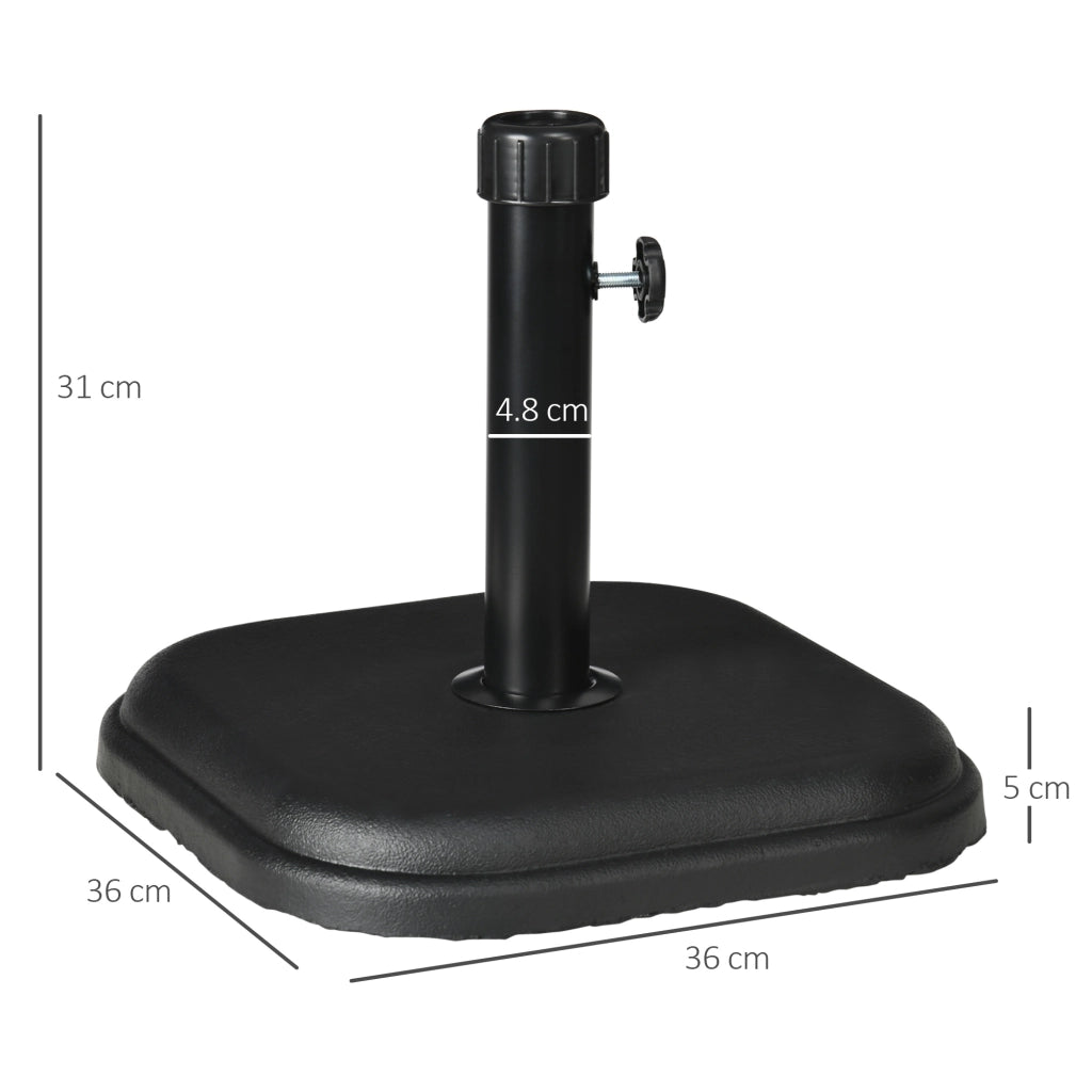 Base per Ombrellone da Giardino in Plastica e Cemento ¨C Zephmum ¨C 36x36x31 cm, Nero, 11 kg