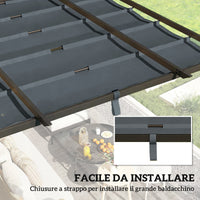 Telo per Pergola 288x298 cm con Fori di Drenaggio in Poliestere Traspirante UV30+ Grigio