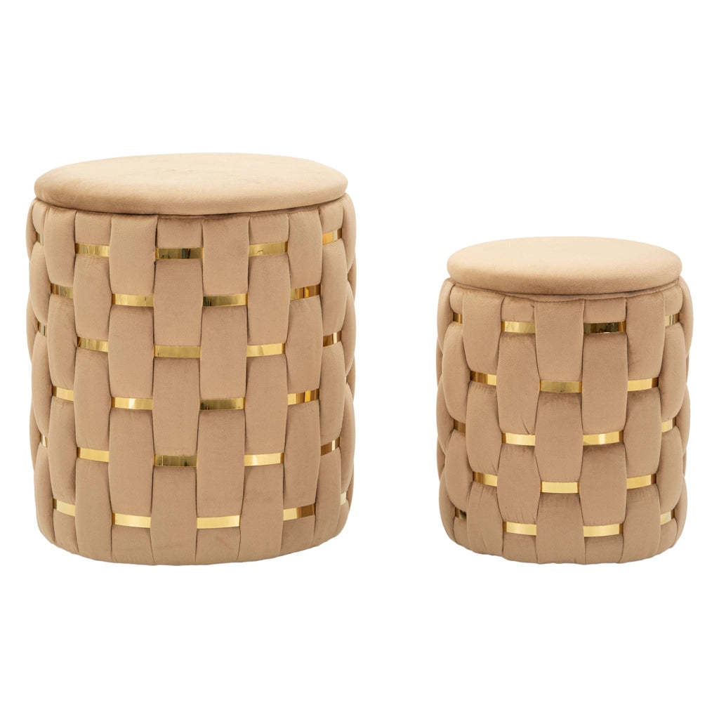 Kasane, Pouf Contenitore set da 2, 37x37x42h cm Rosa