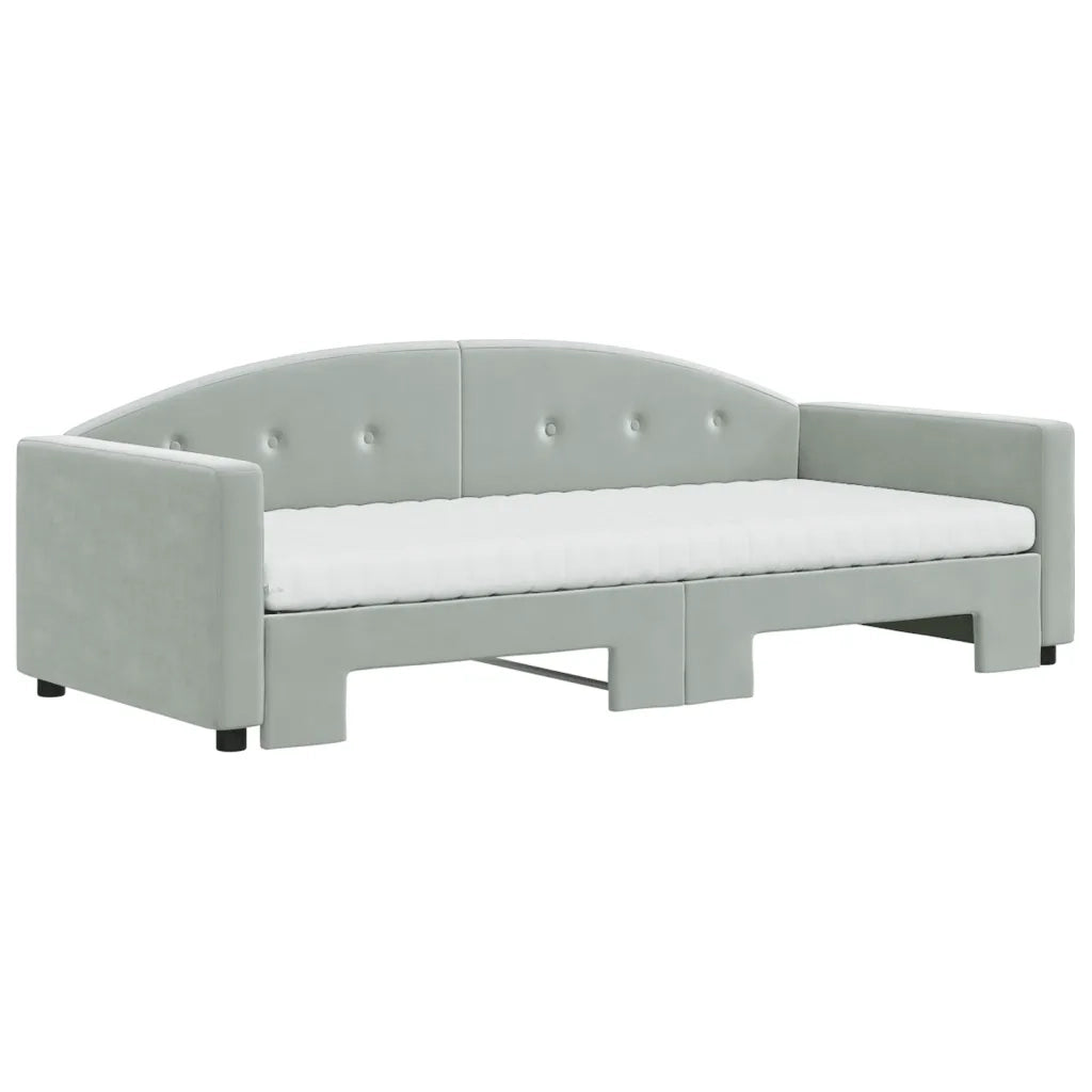 Divano Letto Estraibile Materassi Grigio Chiaro 90x190 Velluto 3197338