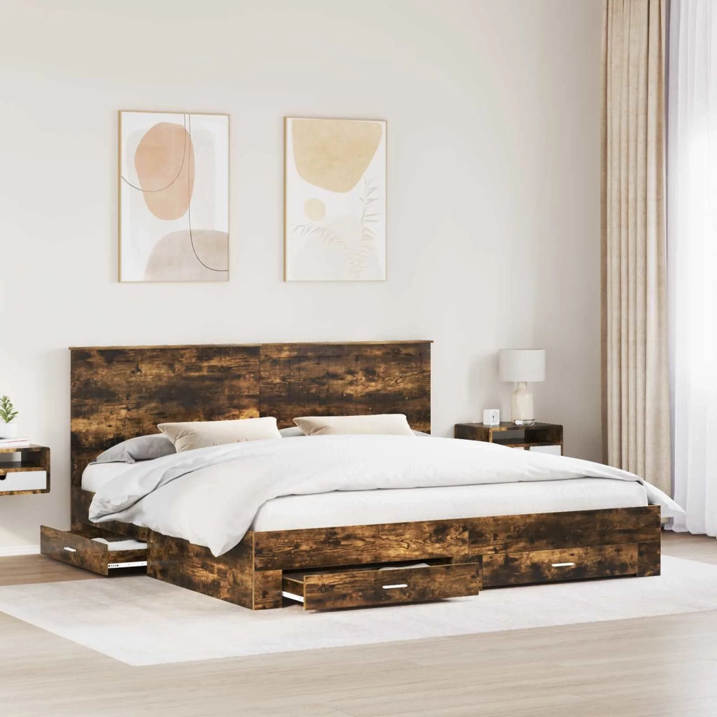 Struttura del letto Rovere fumé 200 x 200 cm Legno multistrato 3411268