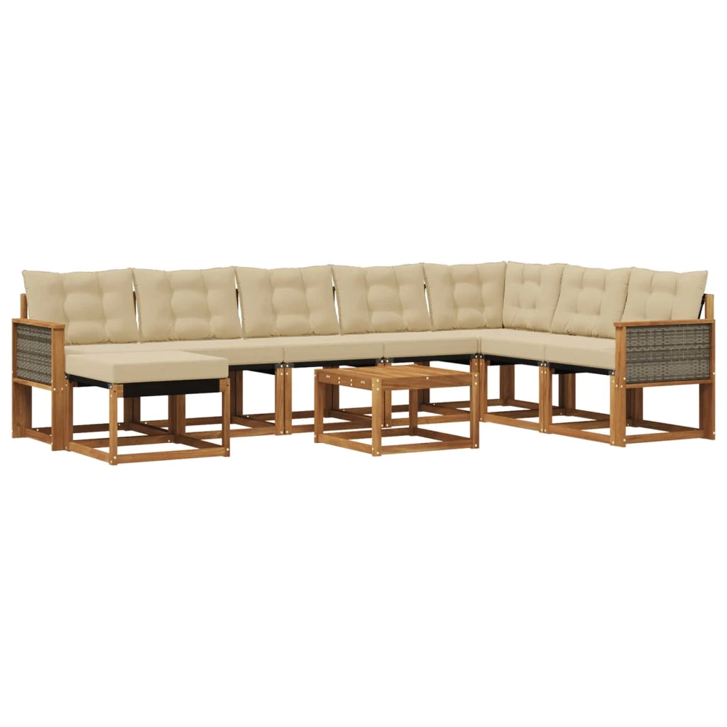 Set di divani da esterno 9 pz Naturale e Beige 3382157