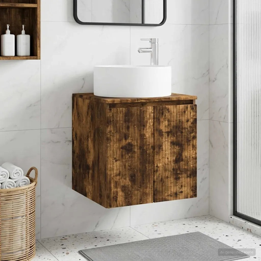 Mobile lavabo da parete Rovere Fumo 49,5 x 44,5 x 65,5 cm 890467