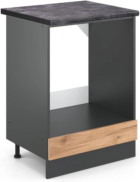 Mobile per forno da incasso R-Line, Quercia dorata, 60 cm, PL Antracite, per la libera combinazione all'interno di sistemi cucina modulari