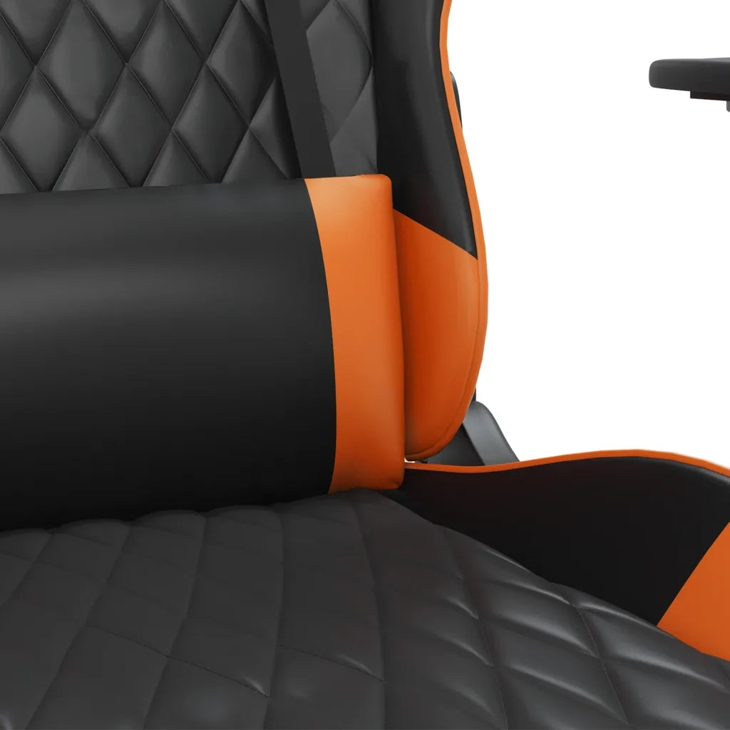 Sedia da Gaming | Sedia da e-sports Massaggiante Nero e Arancione in Similpelle