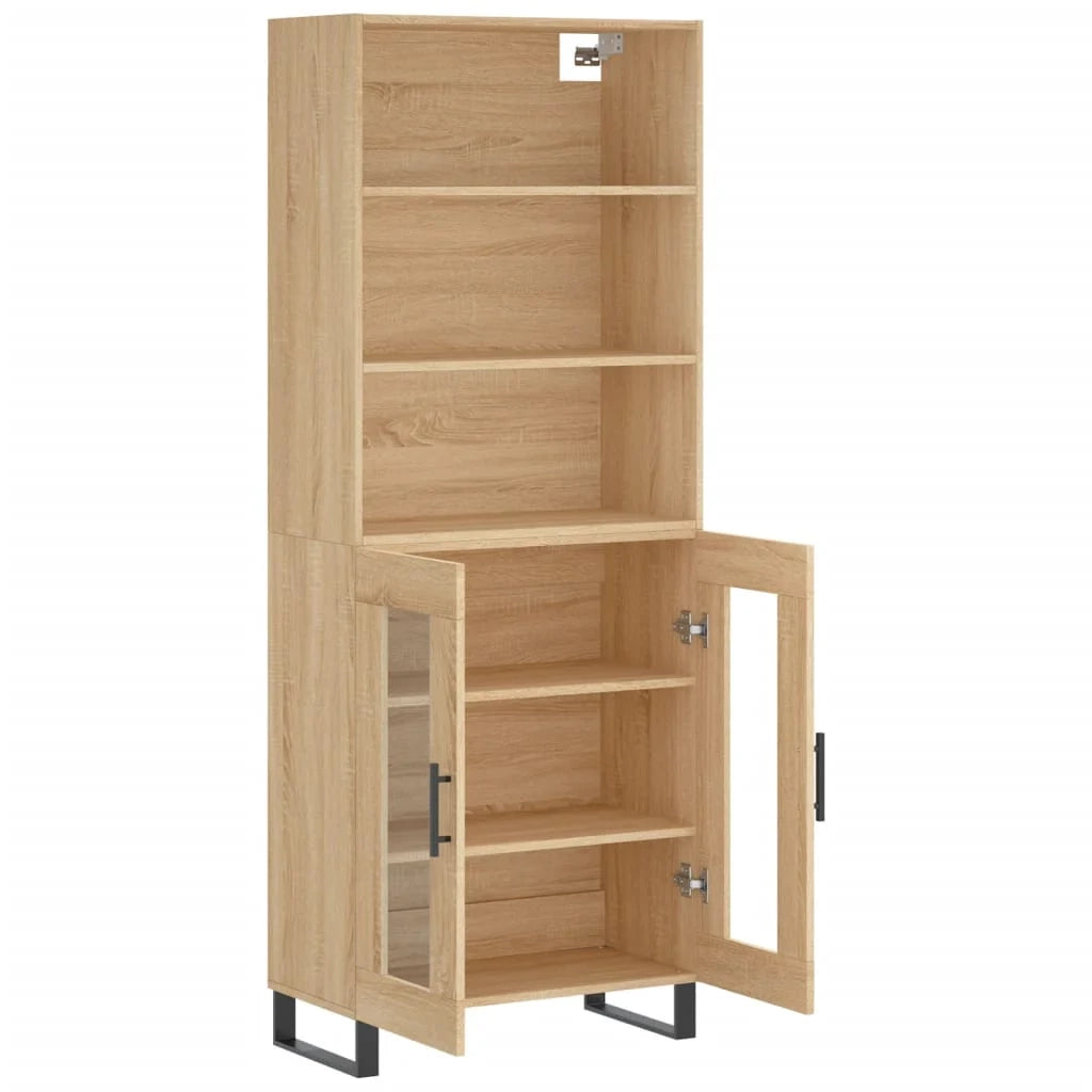 Buffet credenza cassettiera armadio mobile contenitore organizer cucina soggiorno salotto rovere Sonoma alto 69,5 x 34 x 180 cm legno ingegnerizzato marrone 02_0034187