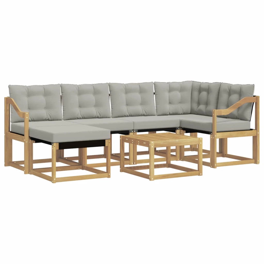 Set di divani da esterno 7 pcs Bianco e Grigio Chiaro