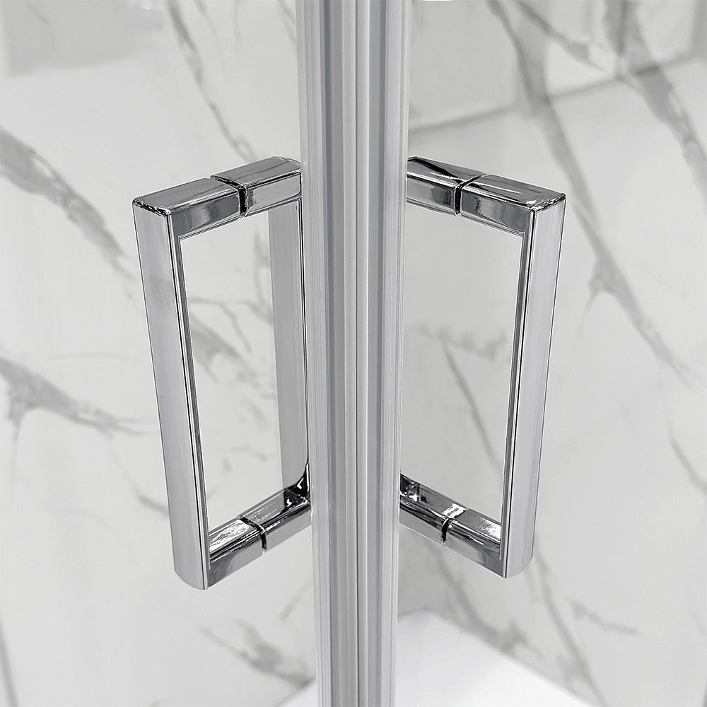 Box doccia semicircolare 90x90 cm cromo scorrevole in cristallo trasparente Tay