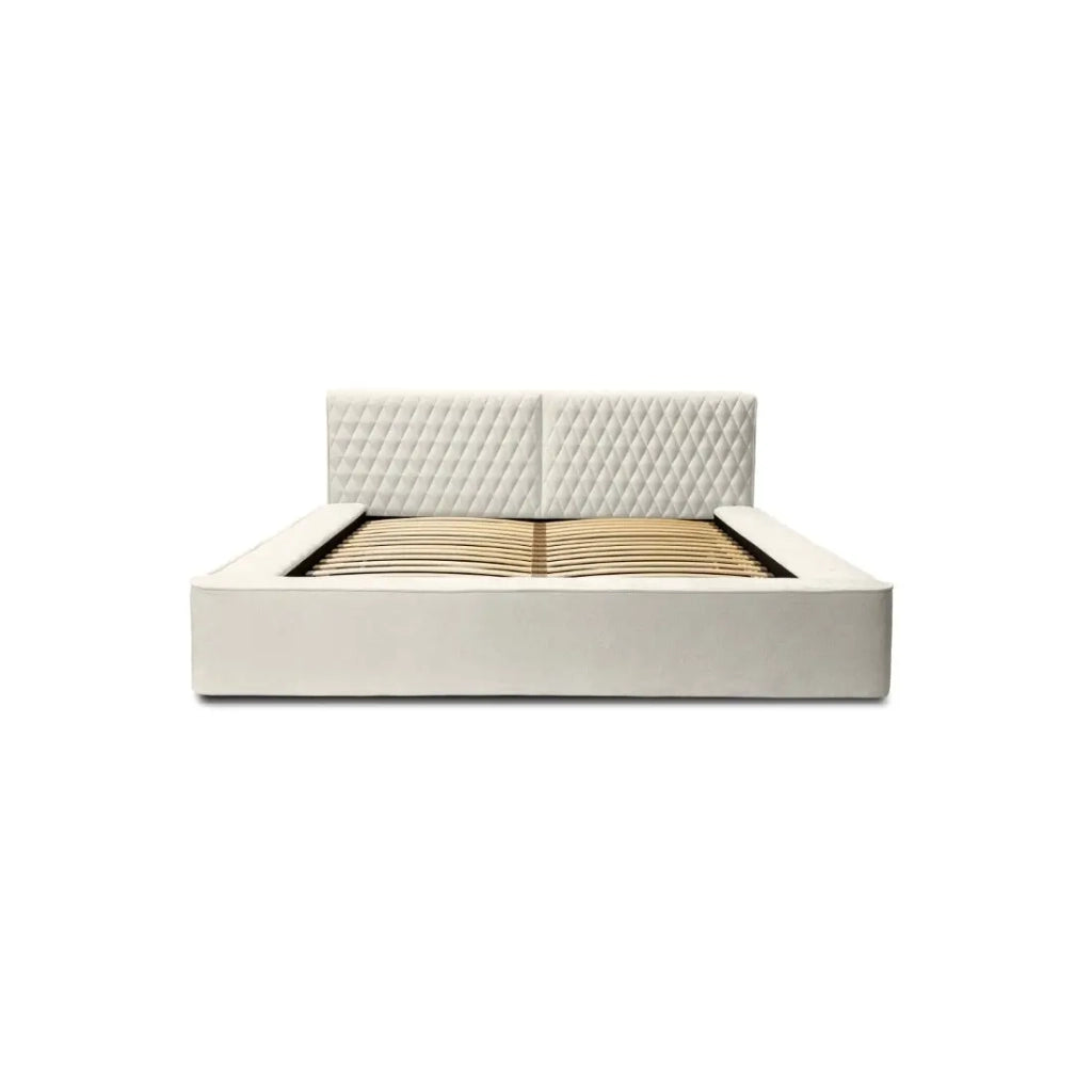 Lettino VERNON – Tessuto ciniglia bouclé Lino naturale – 140x200 cm – Rete sollevabile – Eleganza e comfort premium