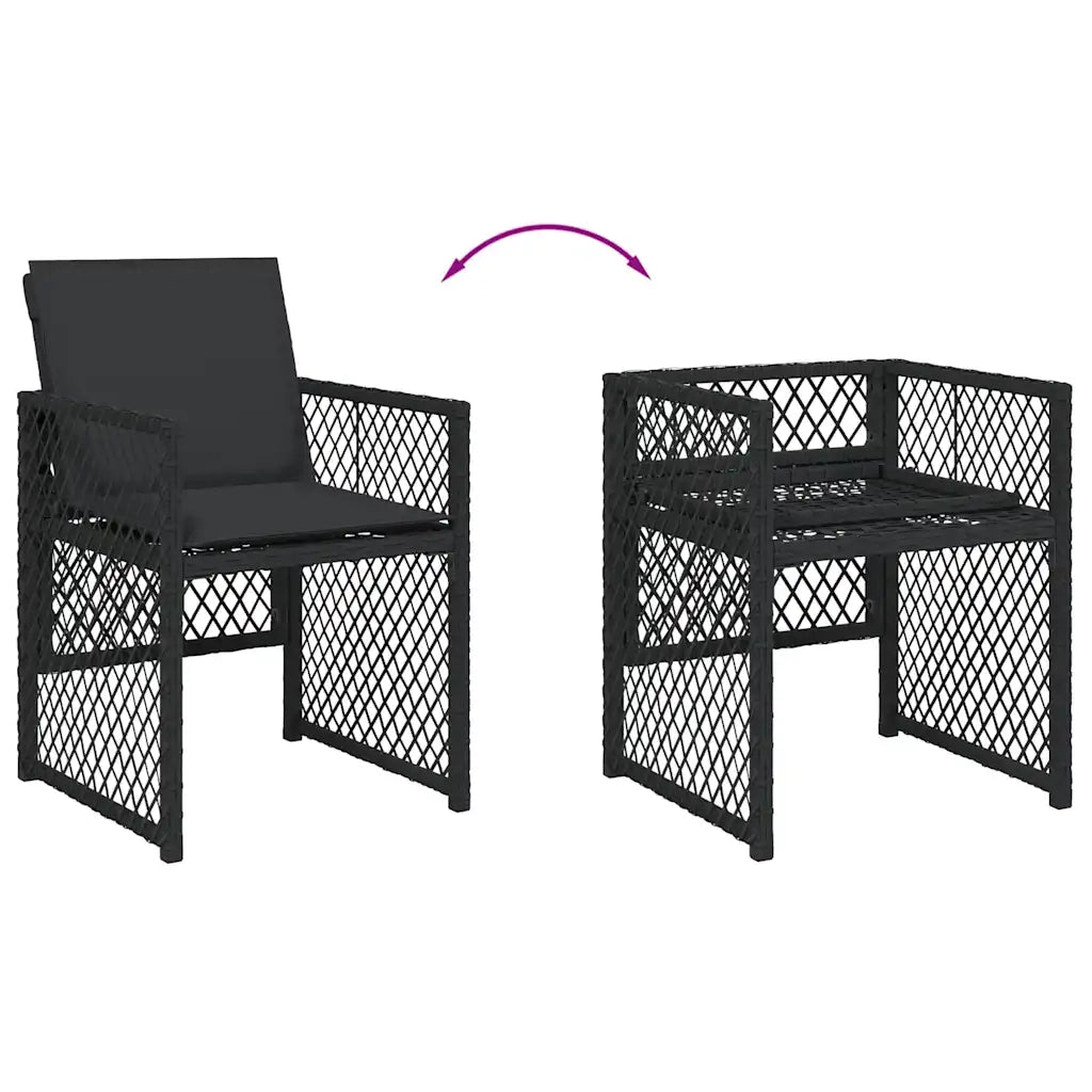 vidaXL Set da Pranzo da Giardino 13pz con Cuscini Nero in Polyrattan