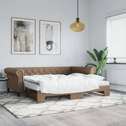 Divano Letto Estraibile-Sofa Letto-Daybed Cappuccino 90x200 cm in Similpelle