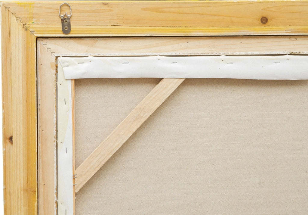 Biscottini Dipinto a mano olio su tela con cornice in legno finitura foglia oro 205x3x144