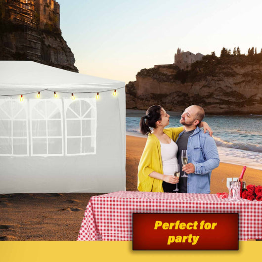 Gazebo 3 x 6 m in bianco con protezione UV 50+, tendone da giardino con pareti laterali avvolgibili, tenda da festa con finestre, ad esempio per terrazze e festival
