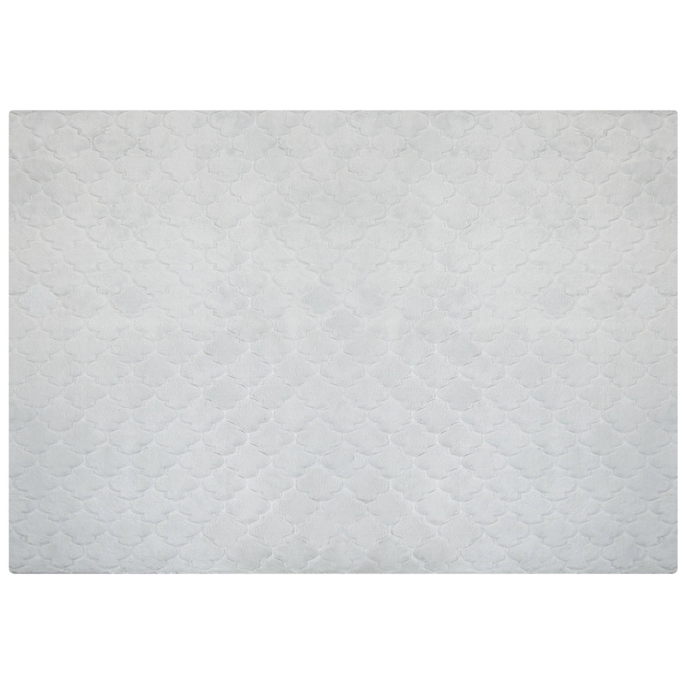 Tappeto in pelle sintetica di coniglio grigio chiaro 160 x 230 cm motivo a rete soggiorno camera da letto
