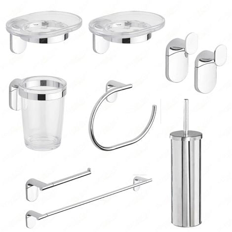 Kit 8 accessori serie Zero in acciaio cromato