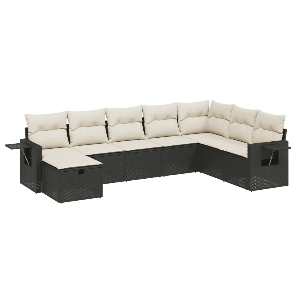 Set Divani da Giardino con Cuscini 8 pz Nero in Polyrattan 3263892