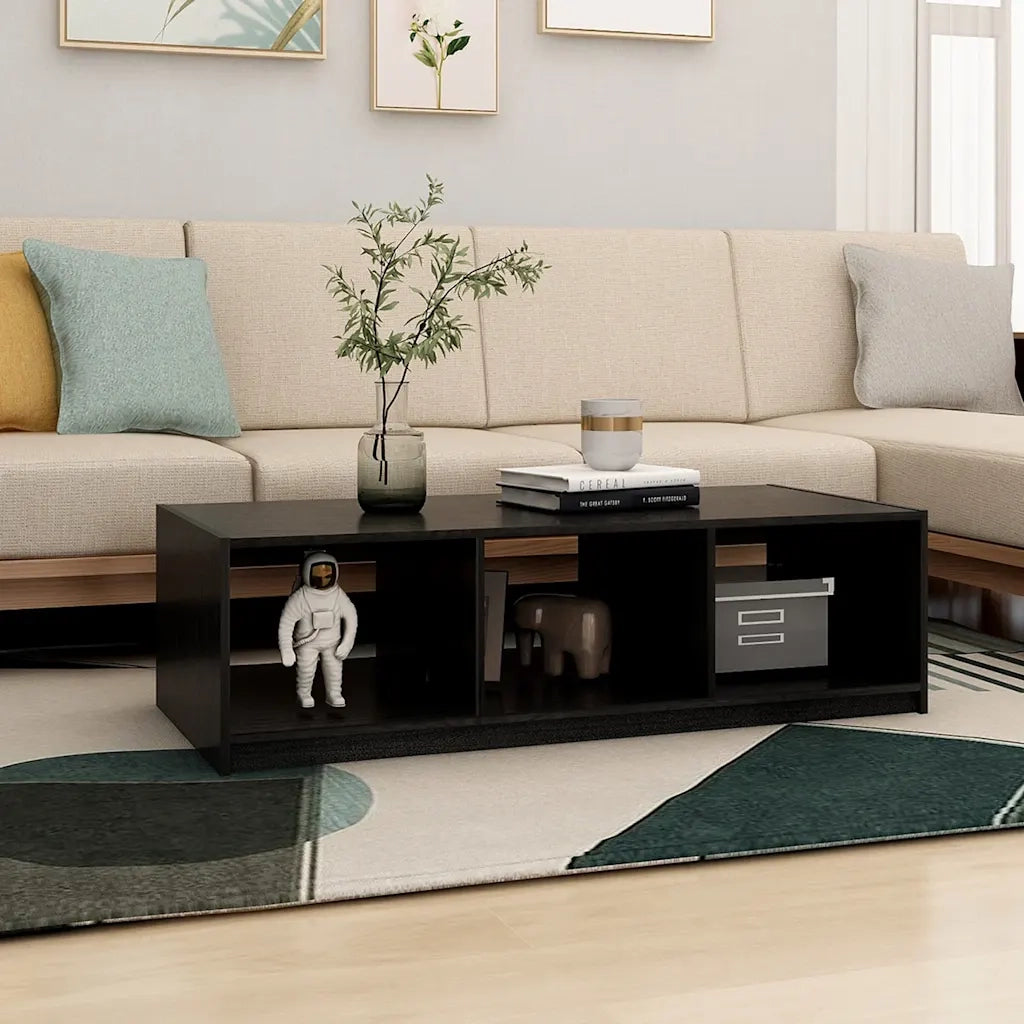 Tavolino da salotto | Tavolino da caff¨¨ | Tavolino da Soggiorno Nero 110x50x34 cm Legno Massello di Pino