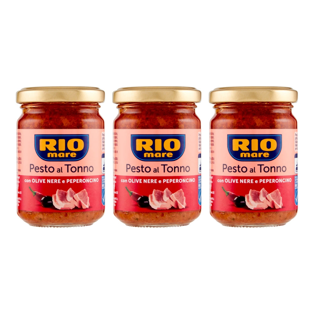 Rio mare pesto al tonno con olive nere e peperoncino 3 vasetti da 130 grammi