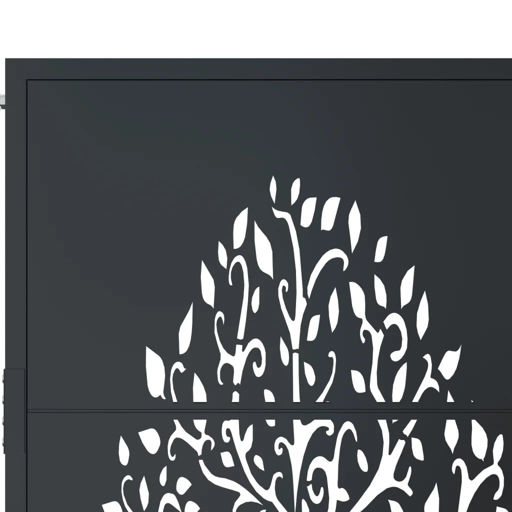 Cancello Giardino Antracite 105x130 cm in Acciaio Design Albero