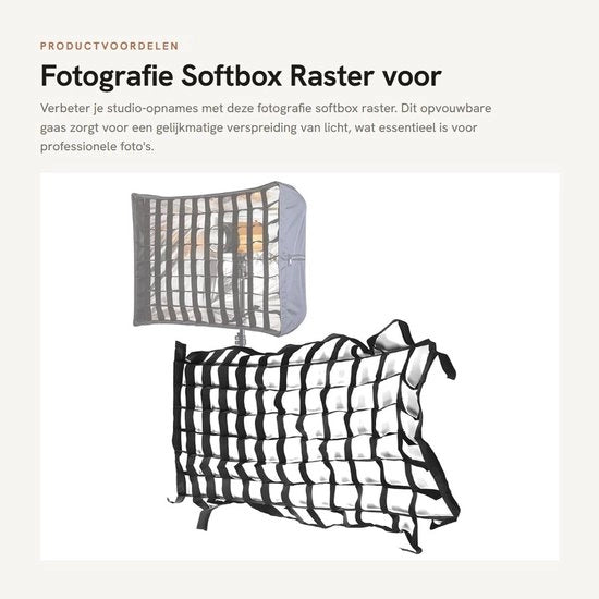Accessori per Fotografia - Softbox 50x70cm - Reticolo Cellulare - Tela Opaca - Borsa di Luce - Alta Qualità - Luce Sovraccarica