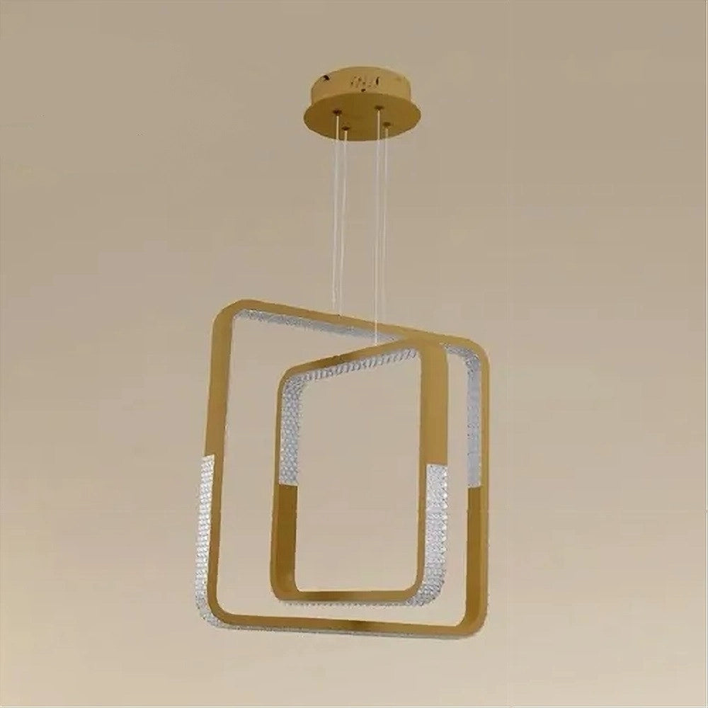 Trade Shop - Lampadario A Sospensione Led 64watt Quadrati Effetto Cristallo Moderno Oro 32200 -
