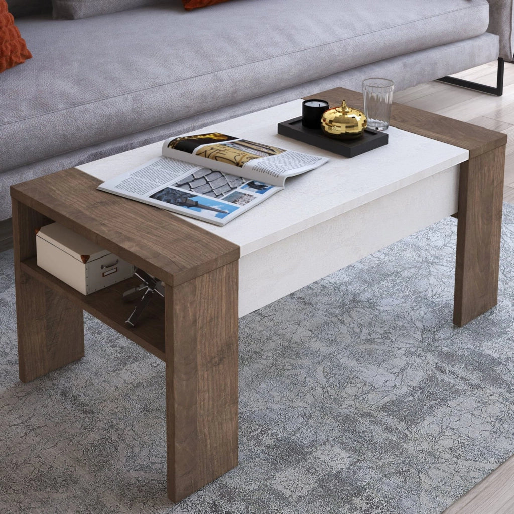 Corallo, Tavolino da Salotto un Vano, 98x50x43h cm Marrone Noce