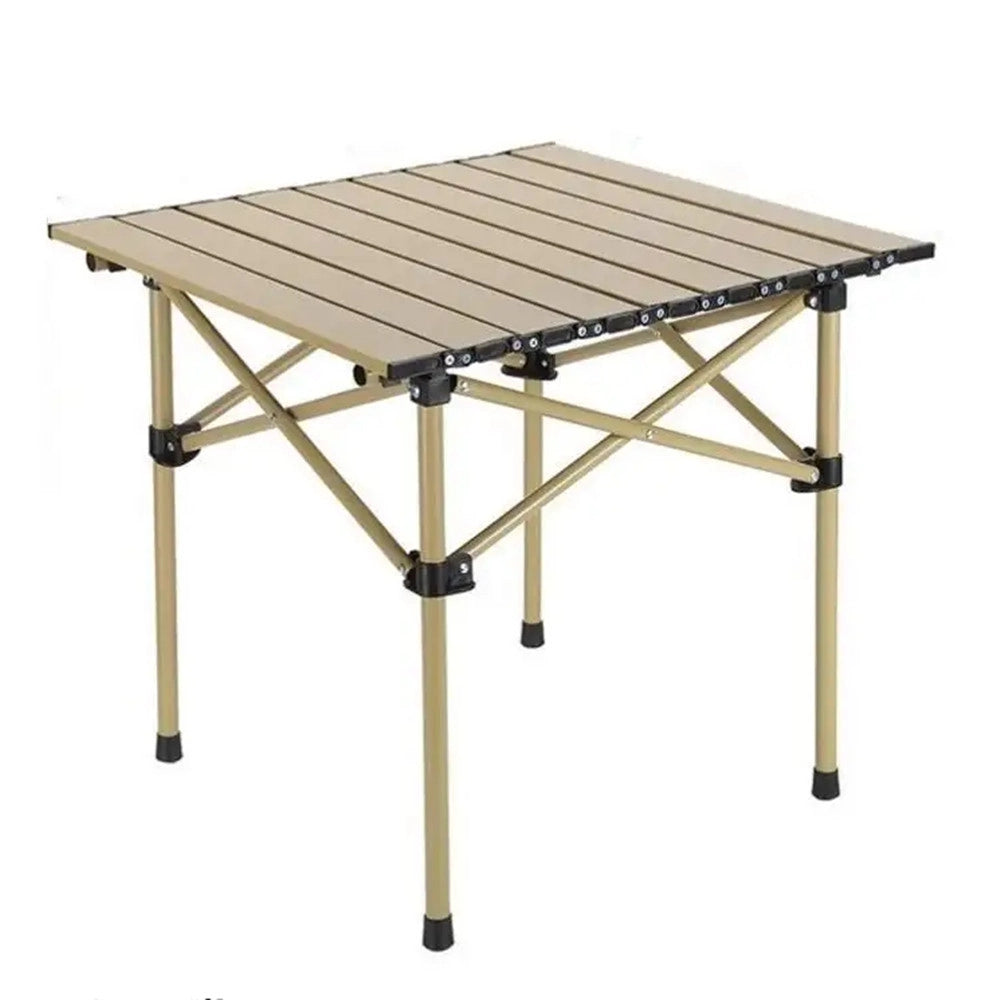 Trade Shop - Tavolo Pieghevole Da Esterno Portatile Da Campeggio Giardino Balcone Pic Nic Beige 632834 -