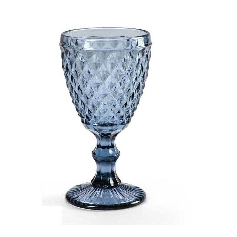 CALICE DIAMANTE REALIZZATO IN VETRO PER ACQUA DA 210 CC COLORE BLU