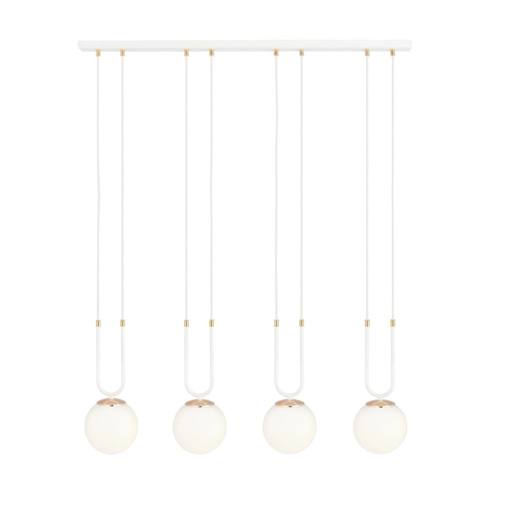 Lampada a sospensione GLAM in acciaio bianco opaco e oro