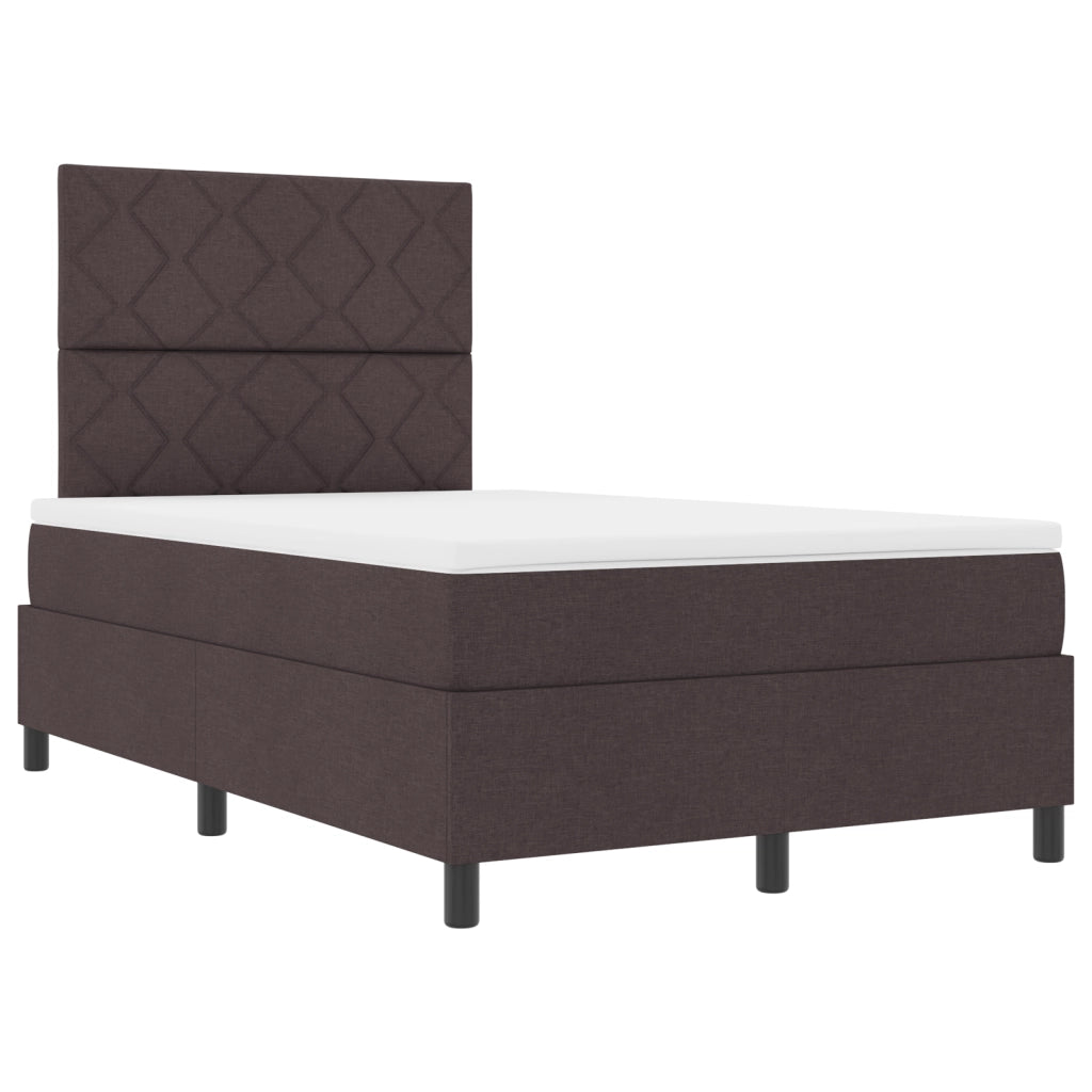 Letto con Box Spring e Materasso & LED Marrone Scuro 120x200 cm Tessuto