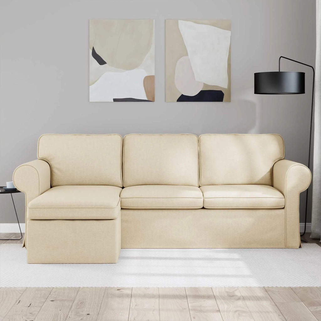 Divano Crema 215 x 138 x 80 cm Tessuto 42024339