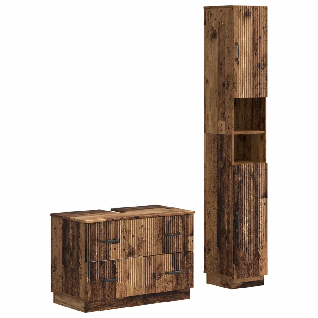 Set di Armadi da Bagno da 2 Pezzi HOORN Legno antico 3417556
