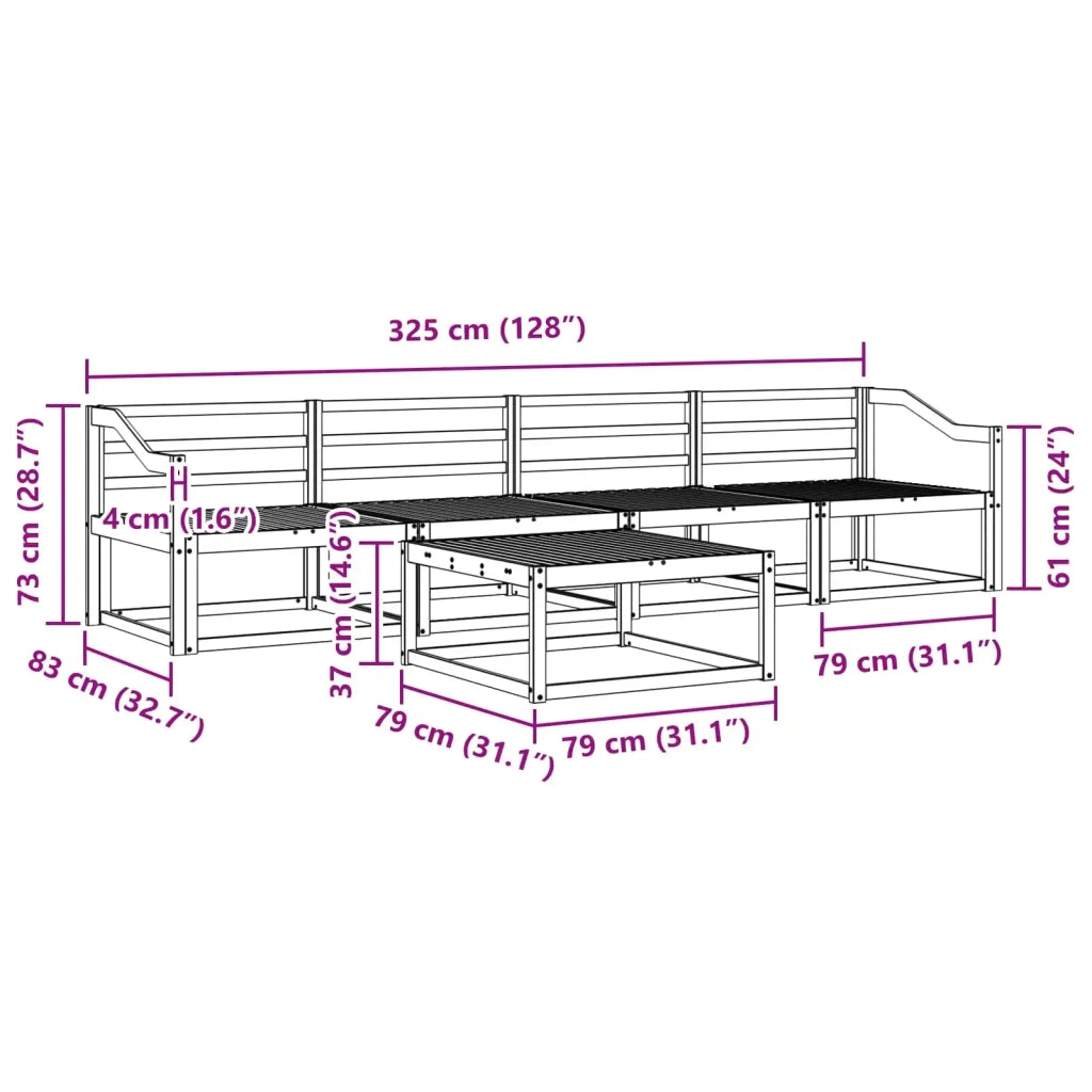 Set di divani da esterno 5 pcs Bianco 79 x 79 x 37 cm 3386038
