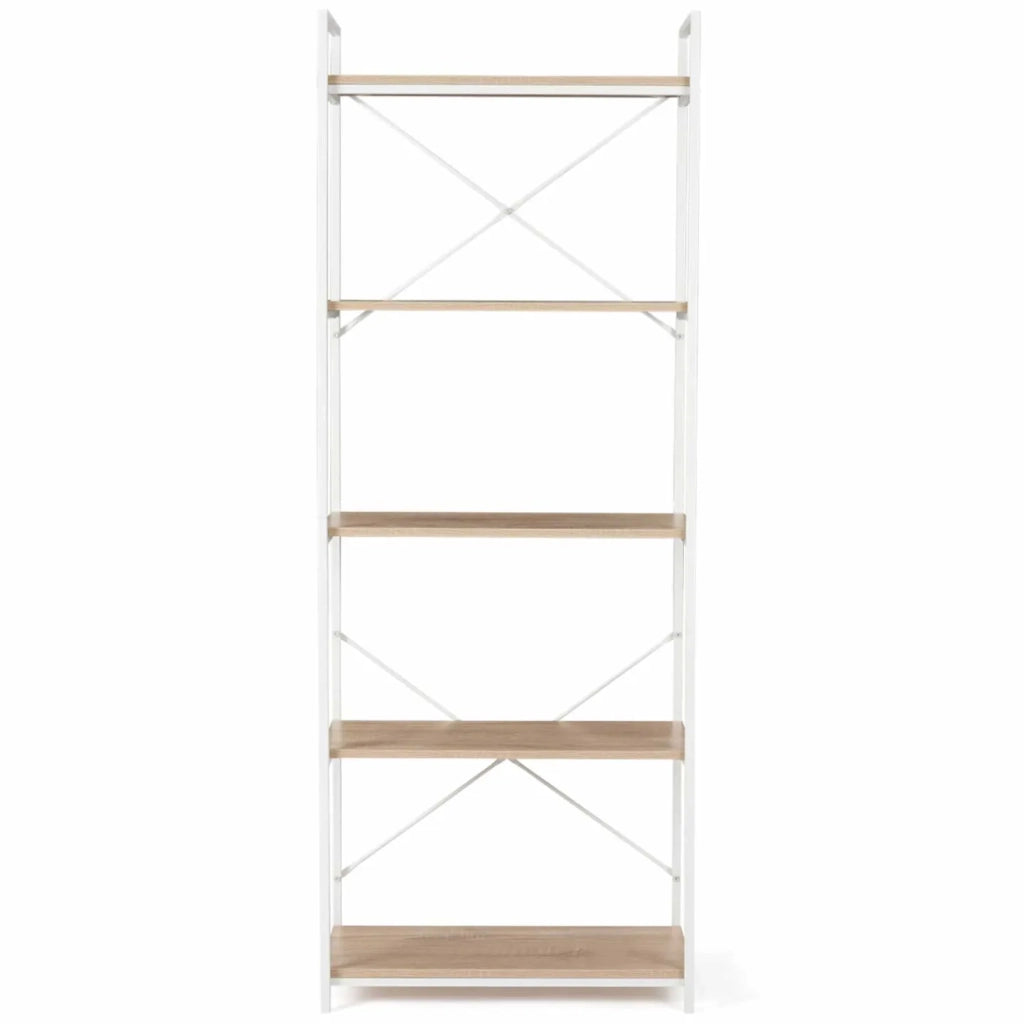 IDMarket - DETROIT Scaffale a 5 livelli 170 cm design industriale legno e metallo bianco