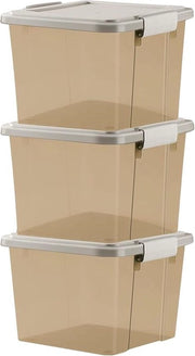 Set di contenitori di archiviazione con coperchio - 3 contenitori 60L con maniglie per la gestione verticale per casa e ufficio