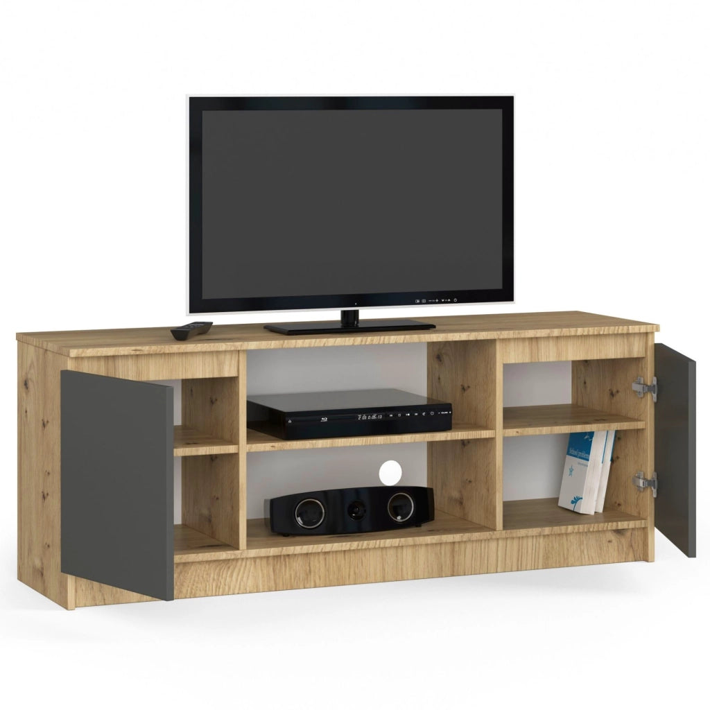 Mobile TV AKORD Quercia Artisan 140 cm 2 ante inserto frontale Grigio Grafite 140x40x55 cm