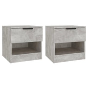 Set di 2 Comodini | Armadio da Notte | Mobiletto da notte Grigio Cemento in Legno Multistrato