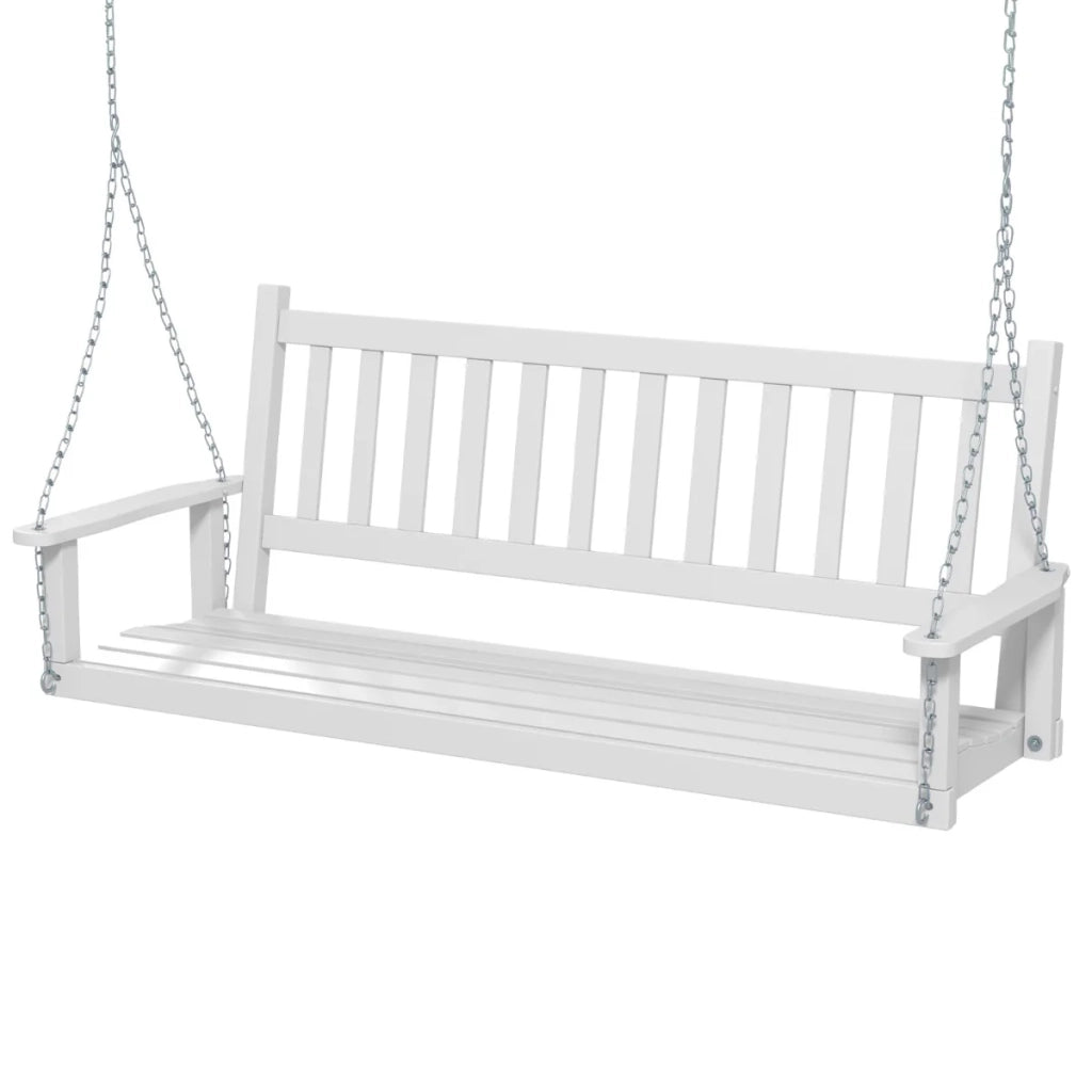 Altalena da veranda per 3 persone 168 x 65 x 63 cm con schienale a doghe e seduta curva in legno bianco 20_0010520