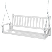 Altalena da veranda per 3 persone 168 x 65 x 63 cm con schienale a doghe e seduta curva in legno bianco 20_0010520