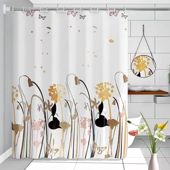 Douchegordino Acquaproteggiato 100x200 cm - Antischiummoso - Fiorito - Lavabile a Macchina - PEVA - Incluso con Ganci - Doccia Acqua