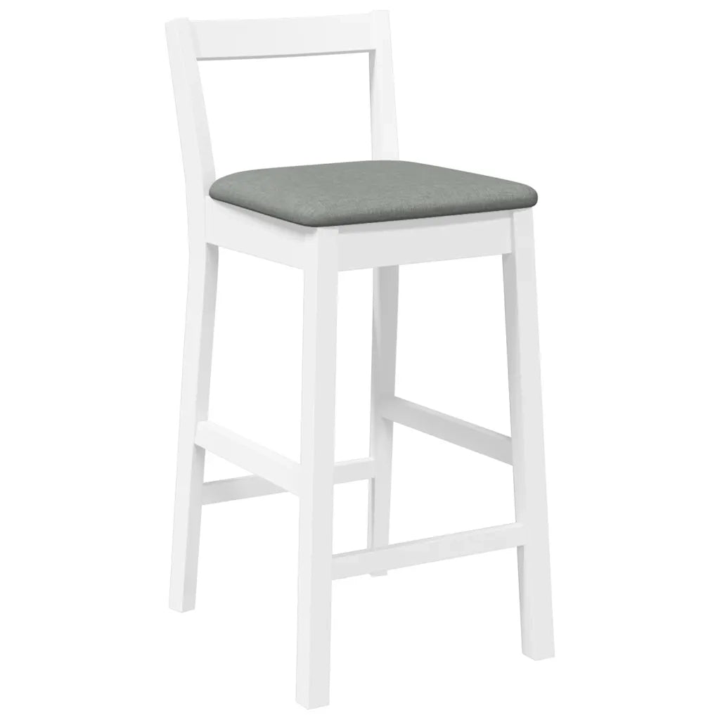 Sgabelli da Bar con Cuscini 2 pz Bianco Legno Massello di Hevea 4102588