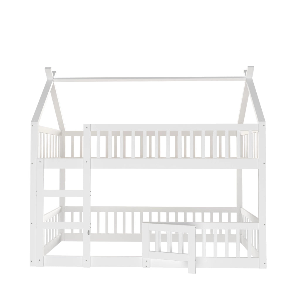 Letto a castello bambini 90x200 cm bianco con scala