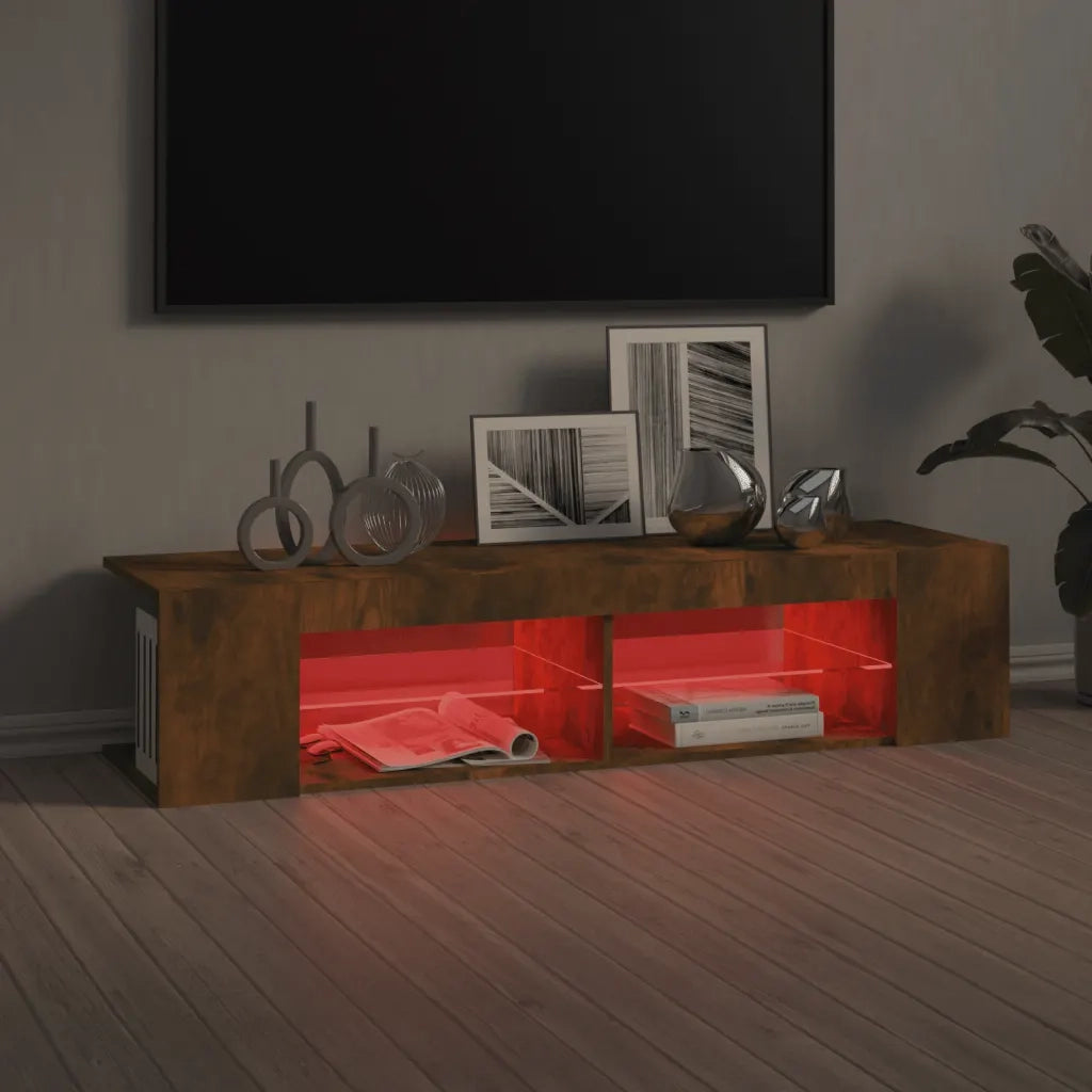 Mobile Porta TV con Luci LED Rovere Fumo 135x39x30 cm 815693