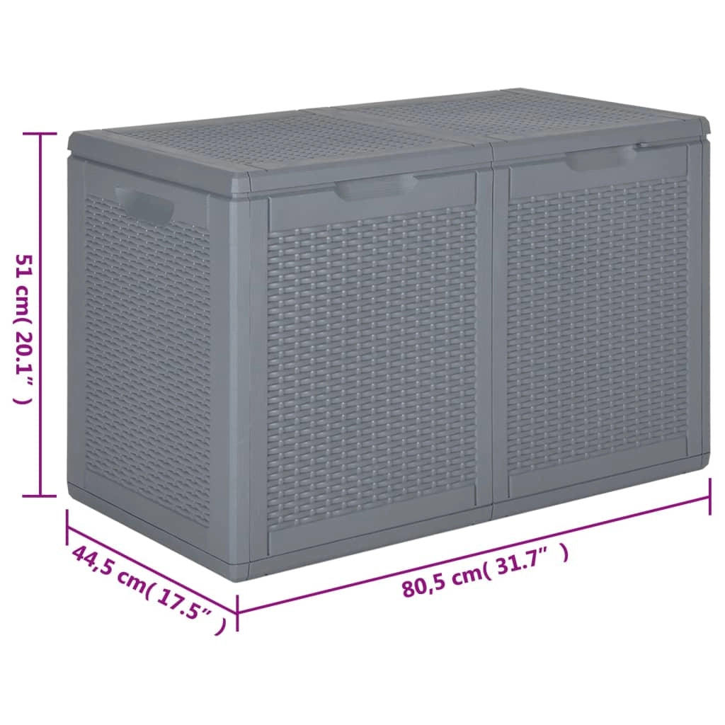 Baule da giardino rattan PP 180 litri grigio 02_0013090