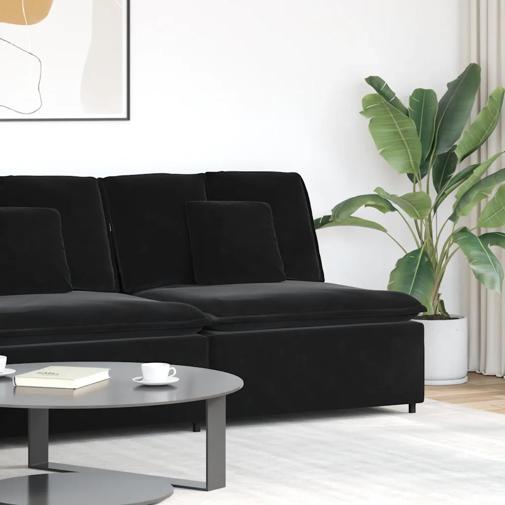 Modulo Centrale Divano Modulare con Cuscini Nero 100 cm 4104434