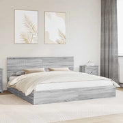 Letto con Contenitore con testiera Grigio Sonoma 200 x 200 cm 3410768