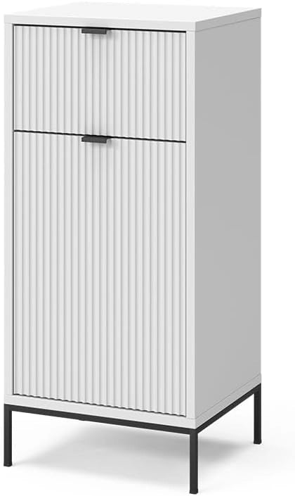 Mobiletto bagno Eliza, Grigio, 40 x 87 cm con anta e cassetto, per la conservazione in bagno o da abbinare a Eliza