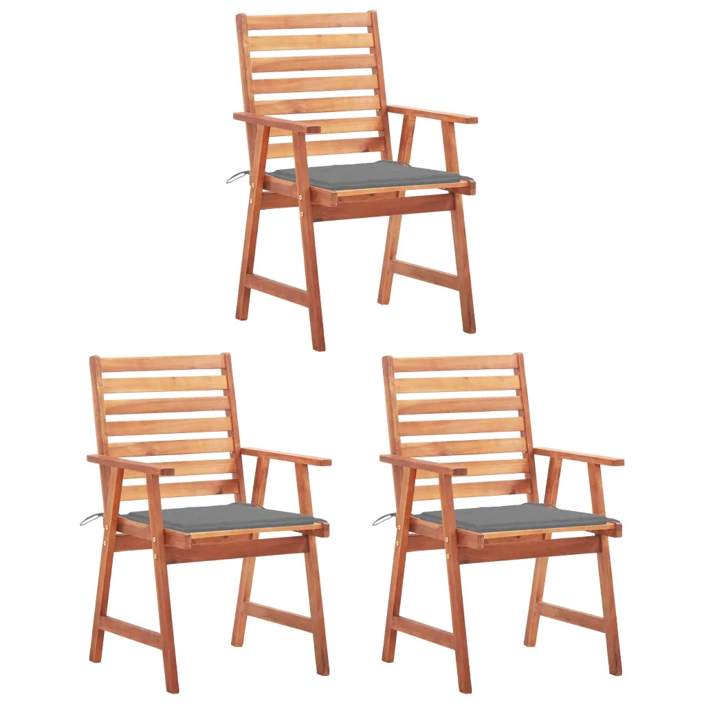 Sedie da Pranzo da Esterni con Cuscini 3 pz Massello di Acacia cod mxl 8116