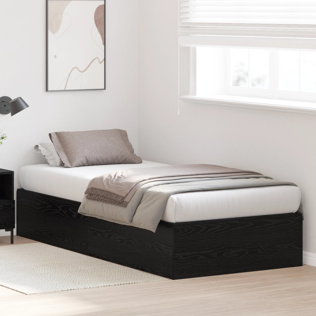 Letto con contenitore Nero Rovere 80x200 cm