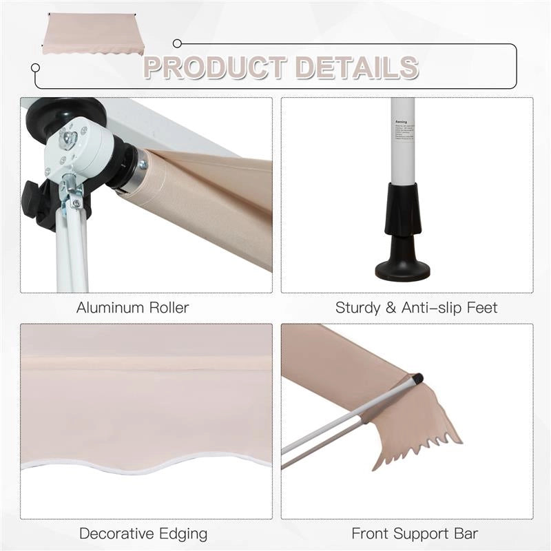 TENDA DA SOLE CON MANOVELLA E ANGOLO REGOLABILE 200 X 150 CM BEIGE